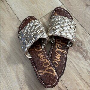NWOT- SAM EDELMAN-Sandals Griffin Jute MetallicWoven Leather Flats